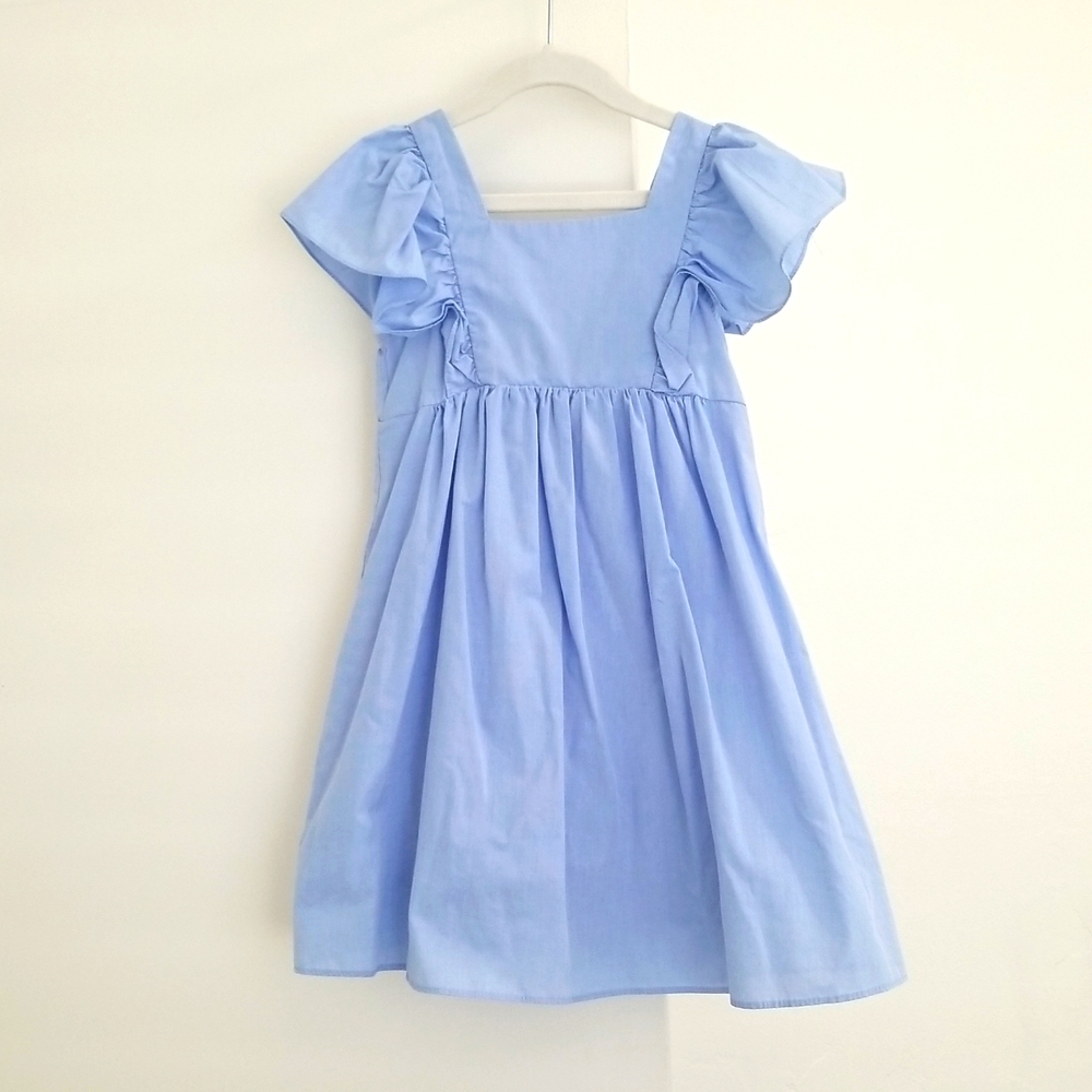 Zara Girls Chambray Ruffle Sleeve Dress